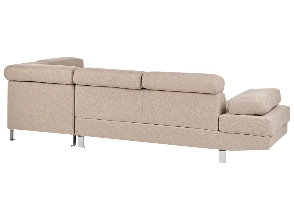 Corner Sofa 5 Seater NORREA Fabric Light Brown Left Hand_919481