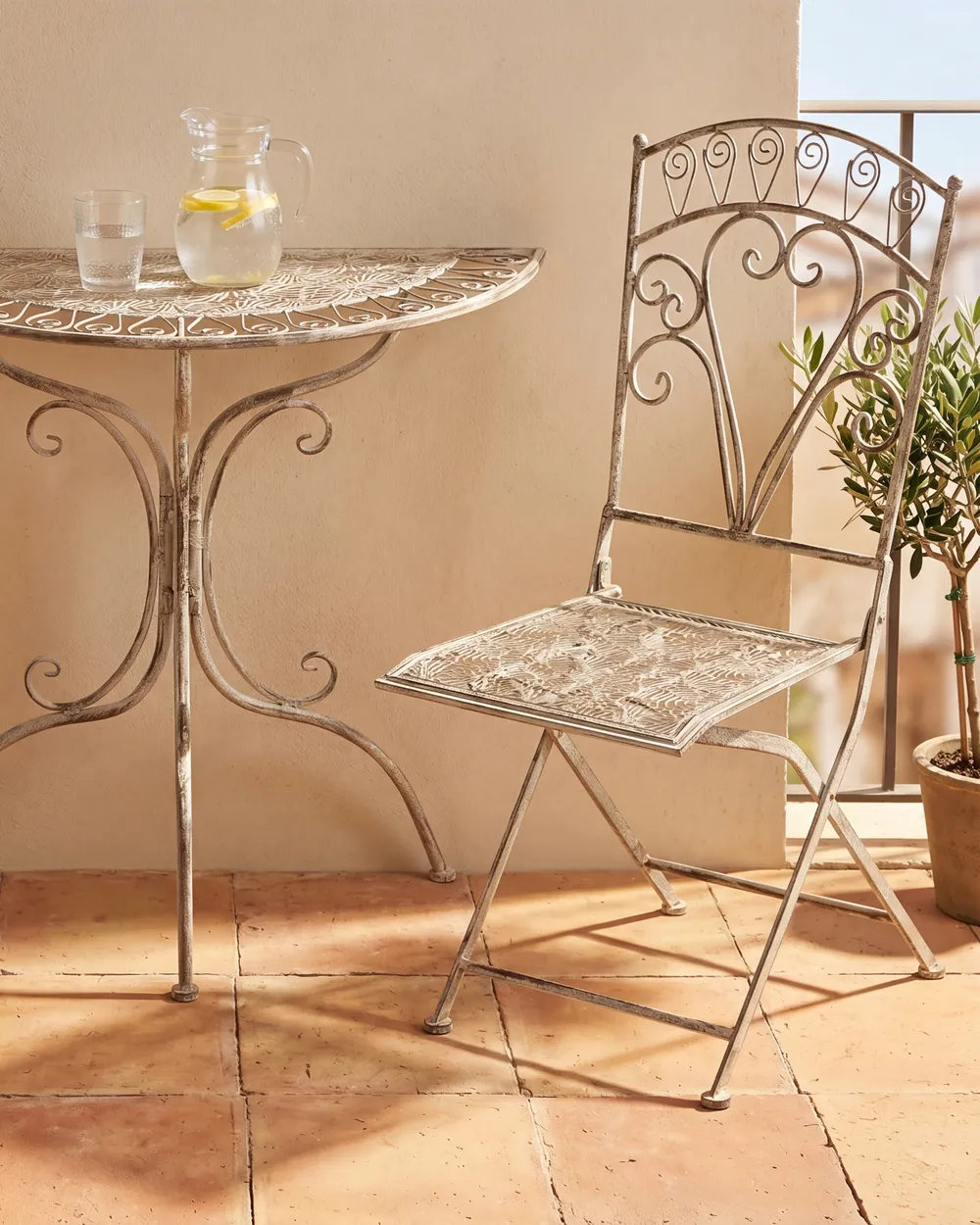 Set of 2 Garden Chairs NURRA Folding Metal Grey
