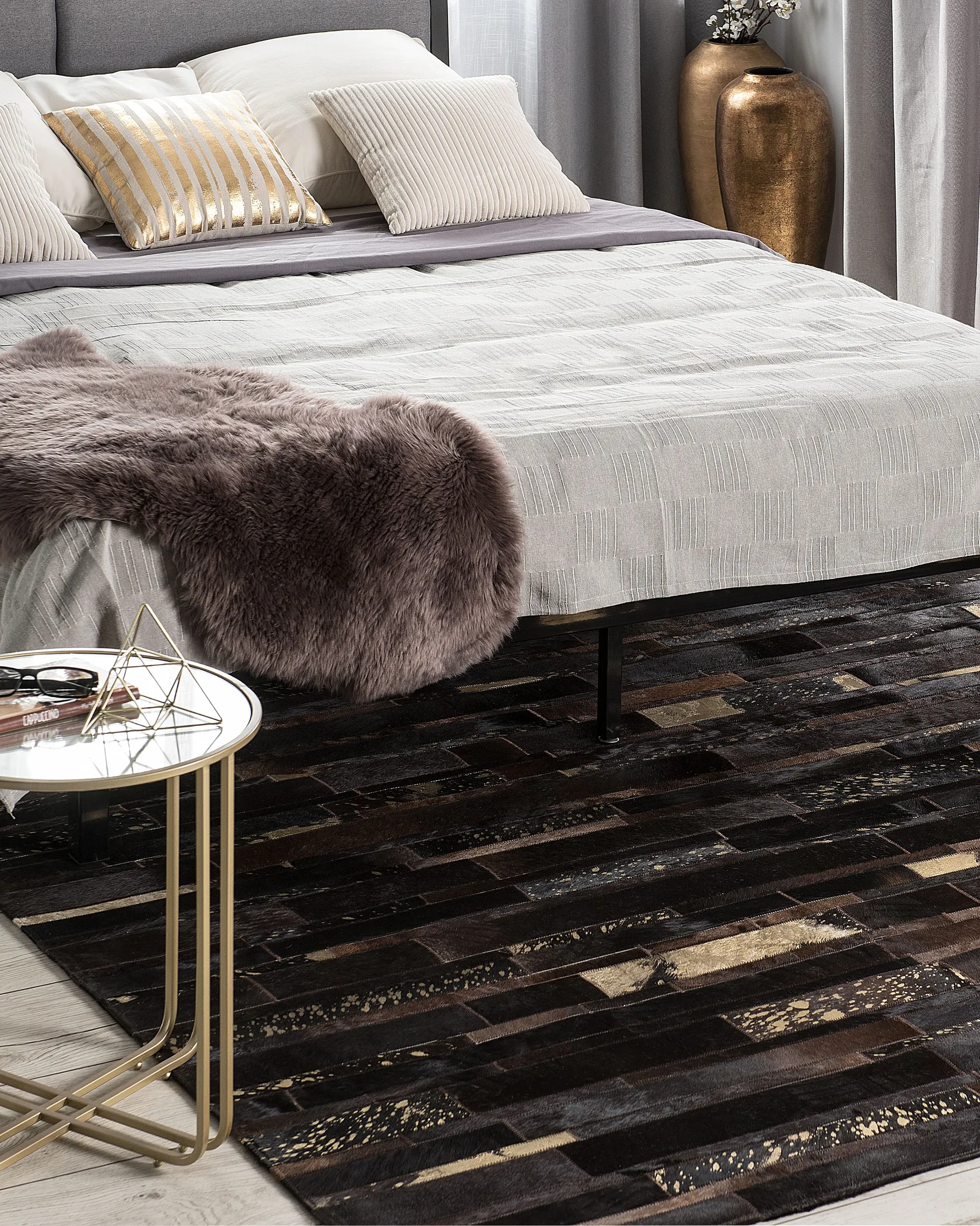Rug ARTVIN Brown 200 x 200 cm Leather_745591