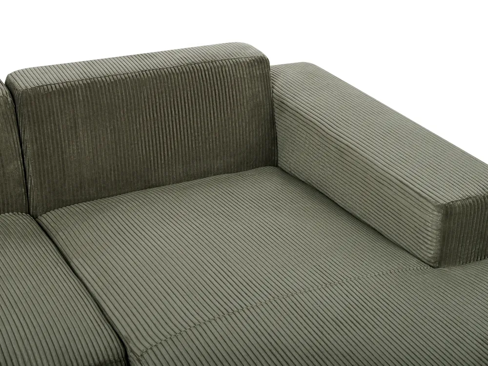 Corner Sofa 4 Seater LUNGO Corduroy Green Left Hand_962293
