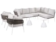 Garden Sofa Set 7 Seater ROBELLA with Tables Beige_1049709