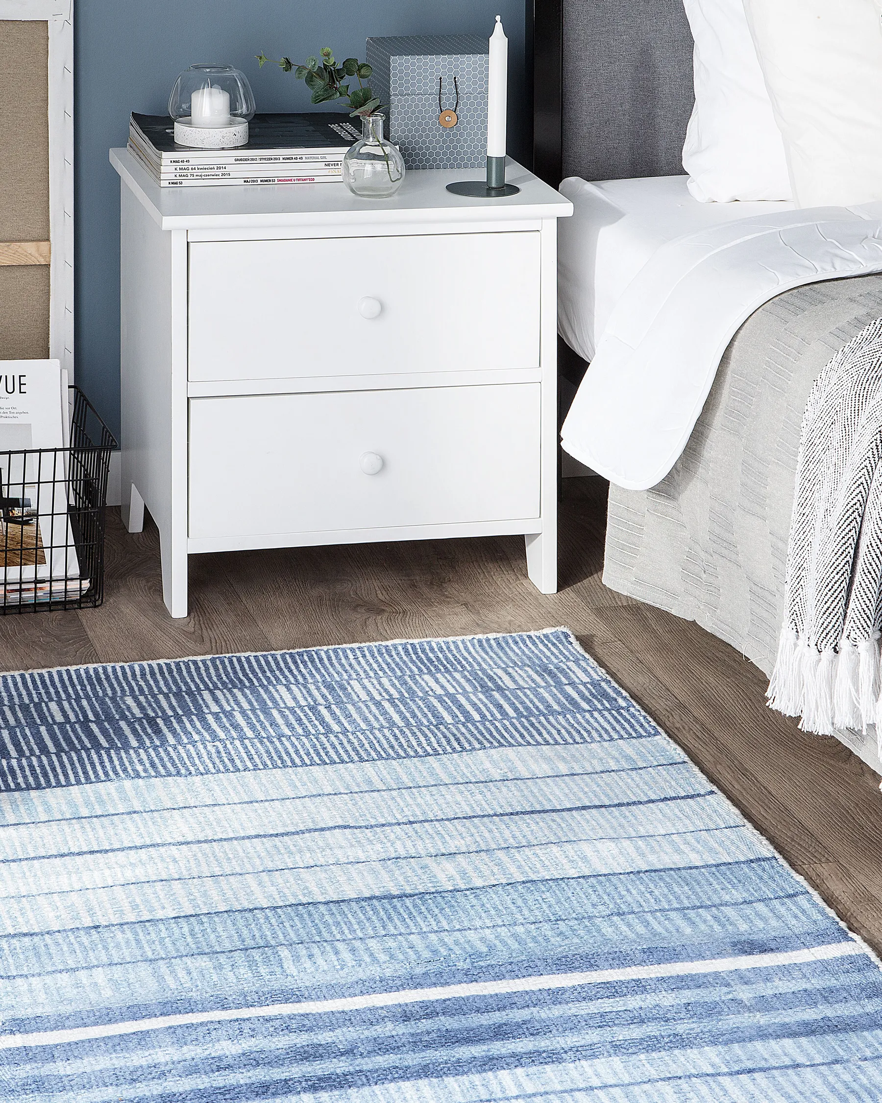 Rug YARDERE Light Blue 80 x 150 cm Viscose_751209