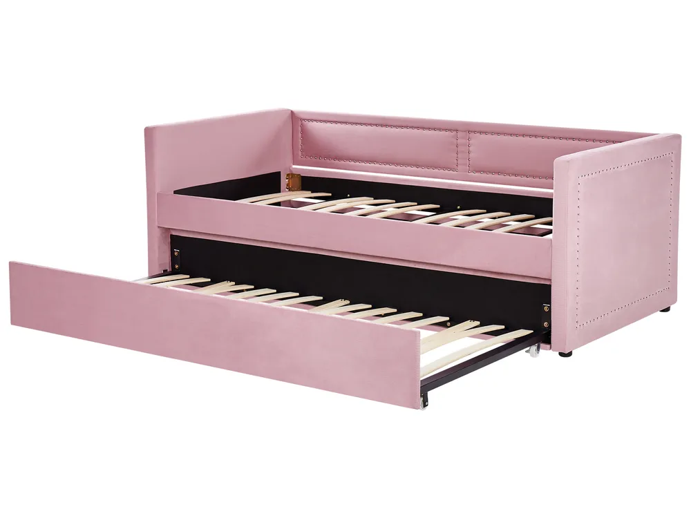 Trundle Bed Corduroy MIMIZAN 90 x 200 cm (EU Single) Pink_960487