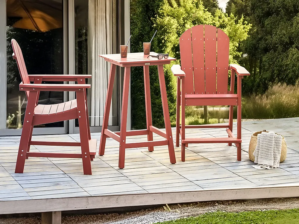 Ulkobaaripöytä ADIRONDACK 60 cm 59 cm Synteettinen materiaali Punainen_1178930