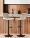 Set of 2 Bar Chairs DUBROVNIK Swivel Faux Leather Light Beige