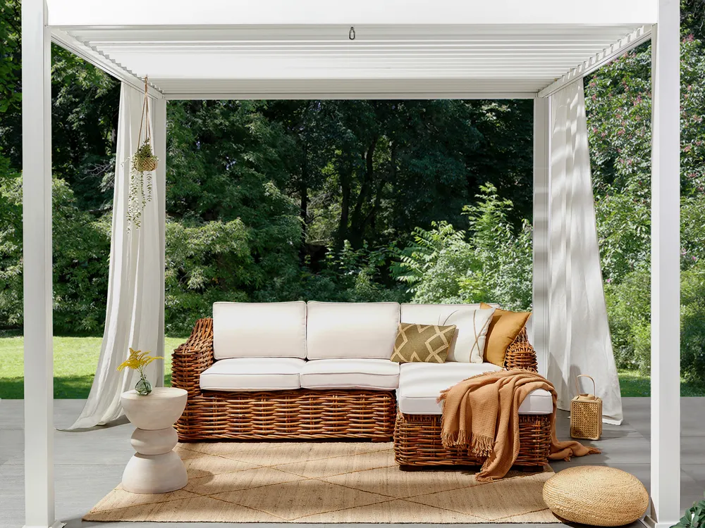 Garden Corner Sofa 3 Seater BRIATICO Rattan Natural Left Hand