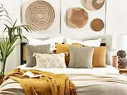 Set of 2 Decorative Cushions SENECIO 45 x 45 cm Cotton Beige Geometric Pattern_1183584