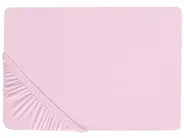 Fitted Sheet JANBU 160 x 200 cm Cotton Pastel Pink_845372