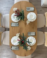 Extending Dining Table CLAVET Light Brown 120/160 cm 80 cm_1047193
