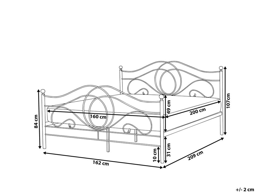 Bed Metal LYRA 160 x 200 cm (EU King Size) White_676950