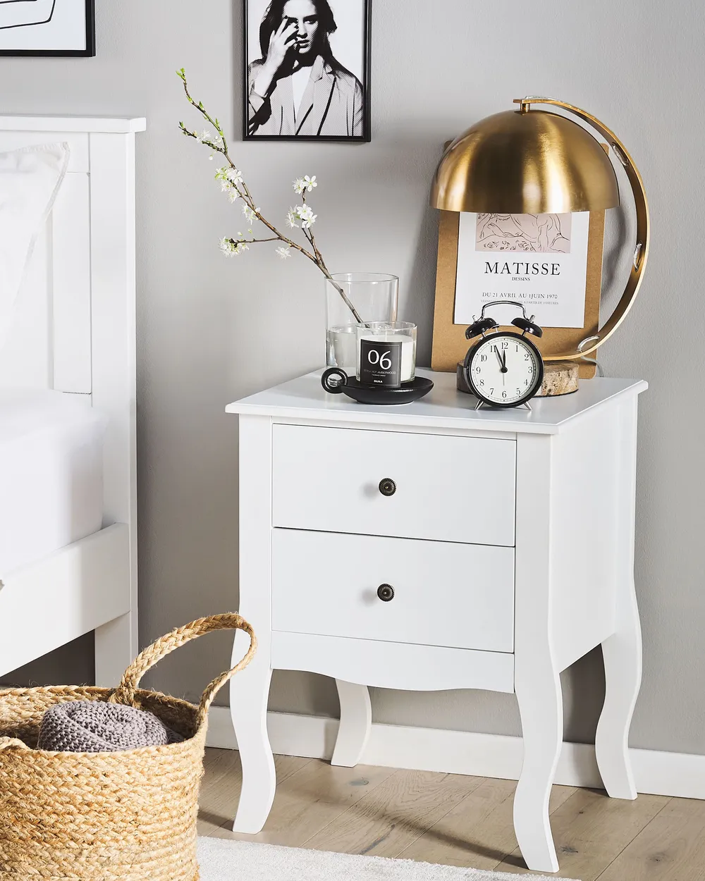 2 Drawer Bedside Table LANE White