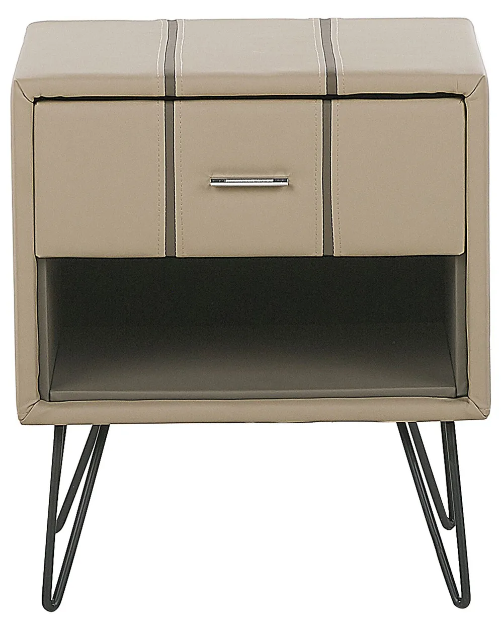 1 Drawer Bedside Table BETIN Faux Leather Beige_788971