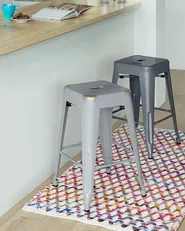 Set of 2 Bar Stools CABRILLO Metal Grey_990067