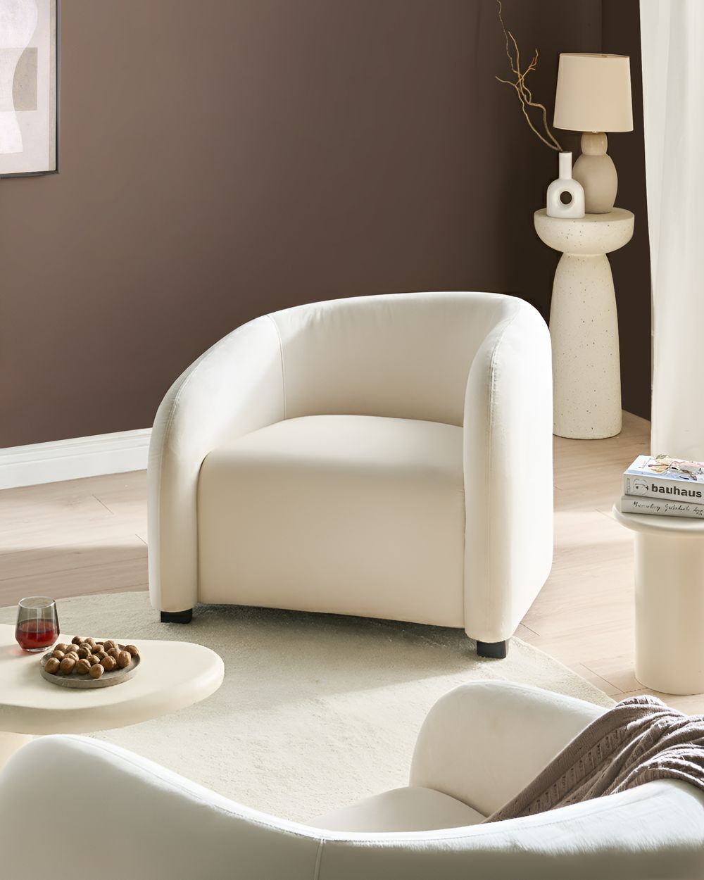 Armchair VELTADA Velvet Off-White