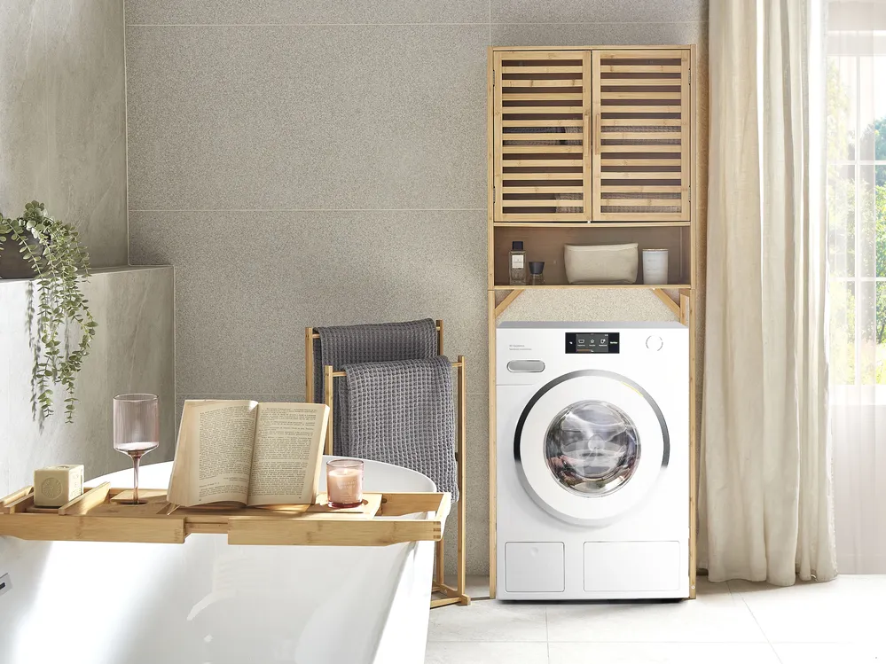 Bathroom Cabinet OKARCHE Bamboo 63 cm Light Brown