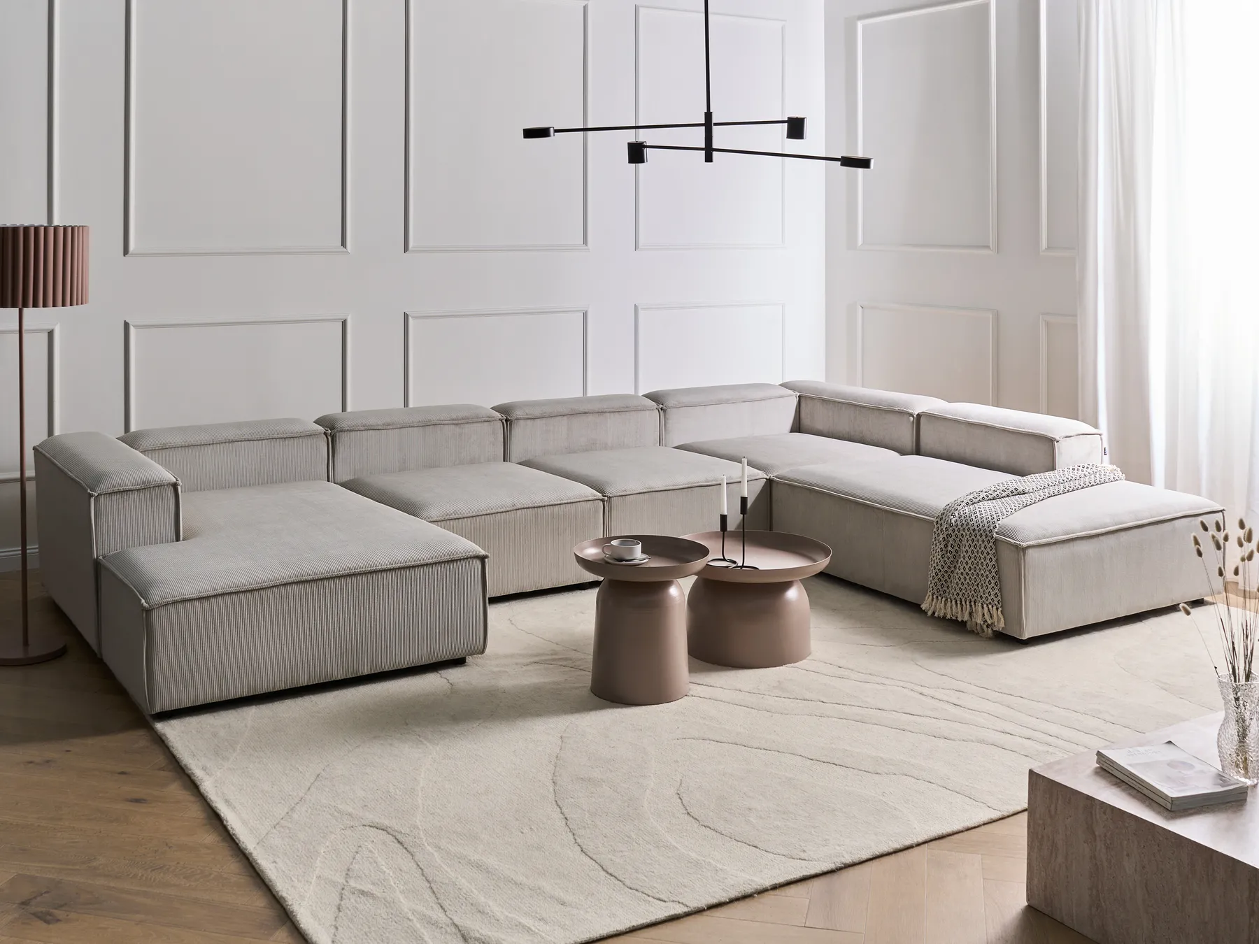 Modular Corner Sofa 5 Seater ARDAL Corduroy Taupe Left Hand_1011125