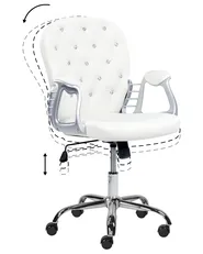 Desk Chair PRINCESS Faux Leather White_862813