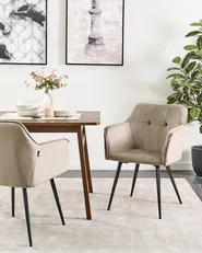 Set of 2 Dining Chairs JASMIN Velvet Taupe_710926