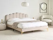 Bed Velvet SAUVIAN 160 x 200 cm (EU King Size) Beige_1014411