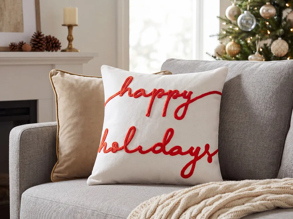 Set of 2 Decorative Cushions EXACUM 45 x 45 cm Velvet White Christmas Motif