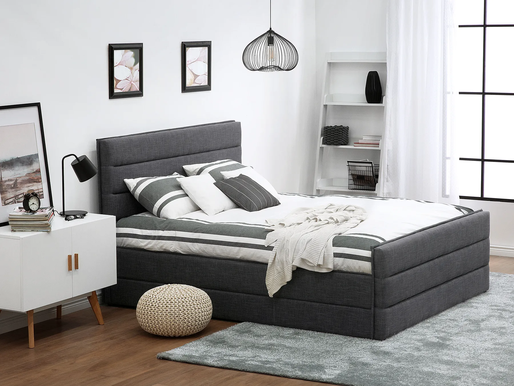 Bed Fabric VALBONNE 160 x 200 cm (EU King Size) Dark Grey_794258