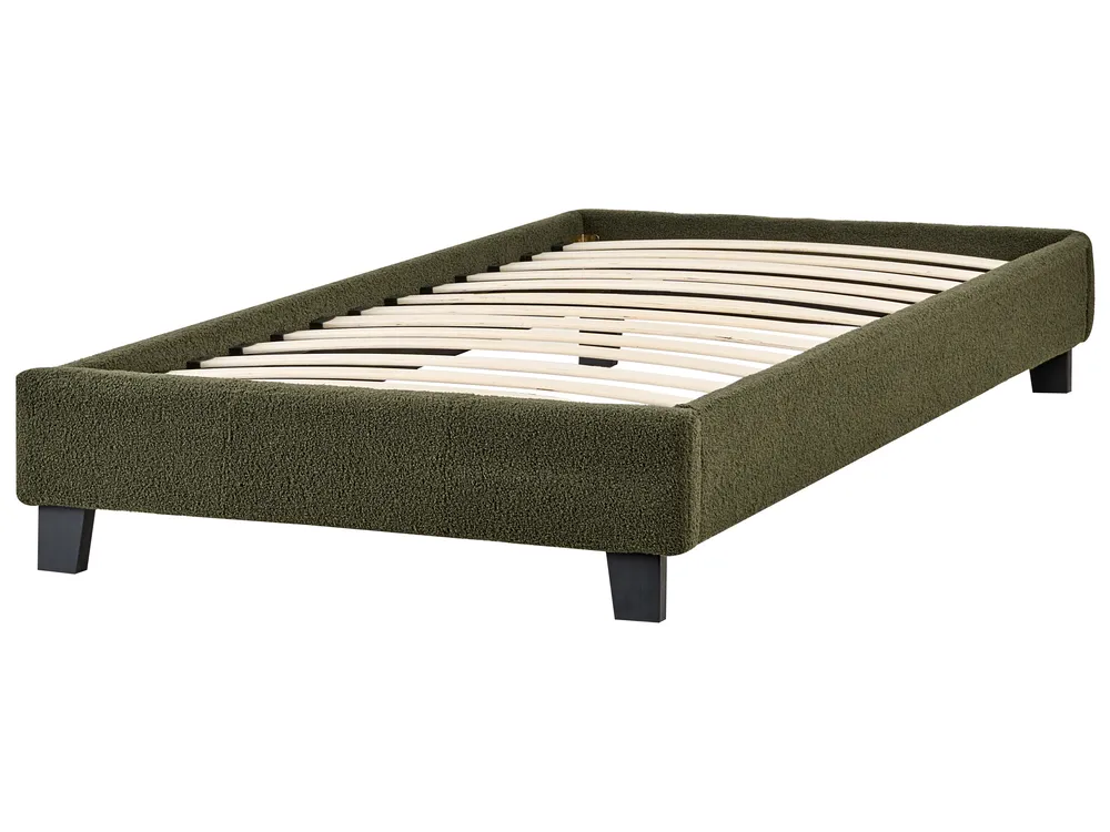 Bed without Headboard Boucle ROANNE 90 x 200 cm (EU Single) Dark Green_992172