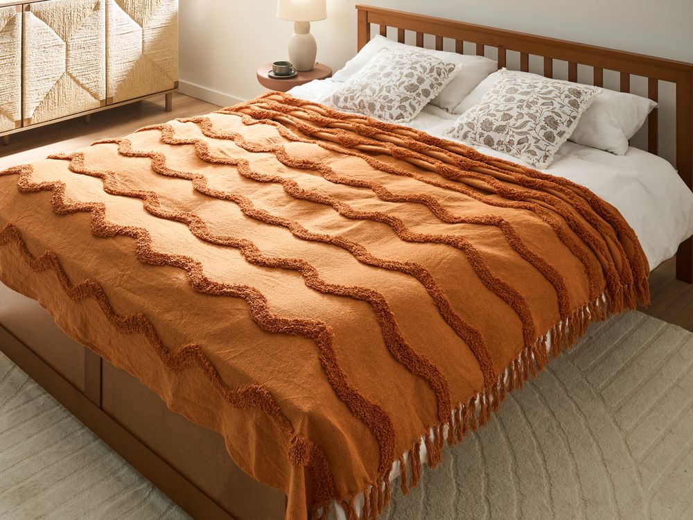 Pledd KHARI Bomull 200 x 200 cm Oransje