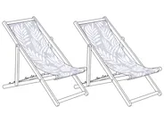 Set of 2 Sun Lounger Replacement Fabrics ANZIO/AVELLINO 113 x 44 cm Grey_1073775