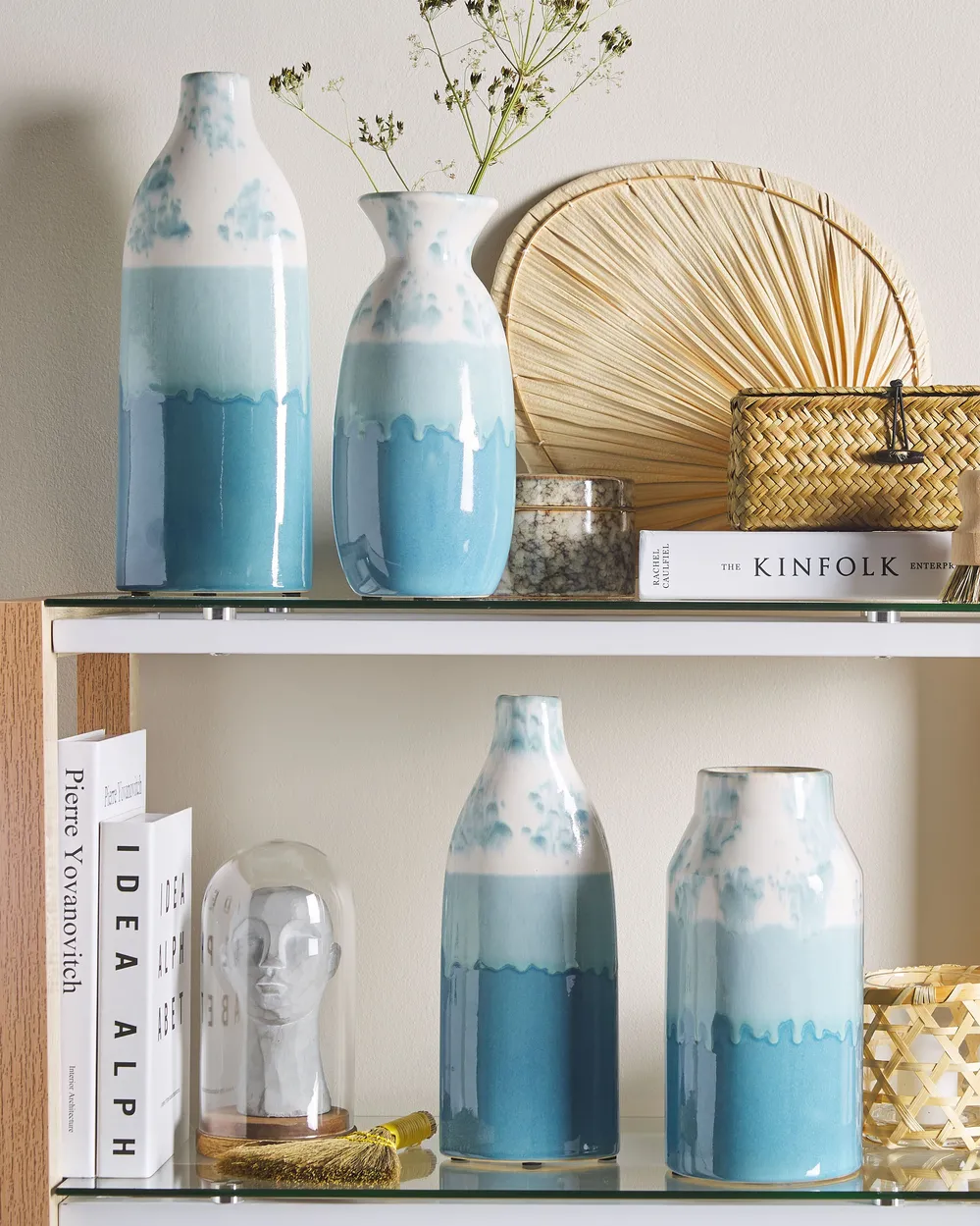 Flower Vase CALLIPOLIS 35 cm Stoneware Blue