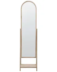 Standing Mirror with Shelf CHAMBERY 170 cm Paulownia Wood Light Brown_832264