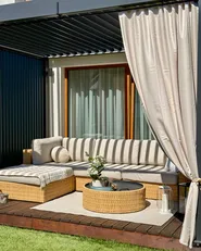 Garden Corner Sofa with Table 4 Seater OLIVERI PE Rattan Beige Right Hand_1155919