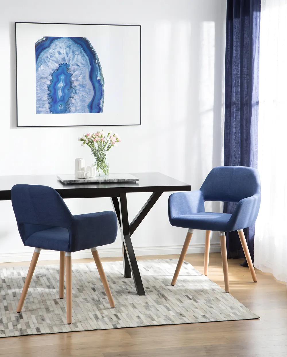 Set med 2 matstolar CHICAGO Marinblå