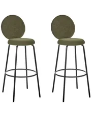 Set of 2 Bar Chairs EMERY Boucle Dark Green_1022207
