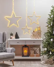 Set med 3 hängande dekorationer LED KUNNARI 50/40/30 cm Stjärna Silver_812514