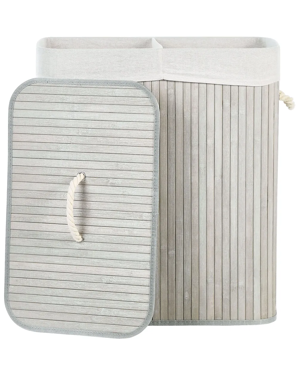 Laundry Basket KANDY Bamboo Light Grey 100 L_849128