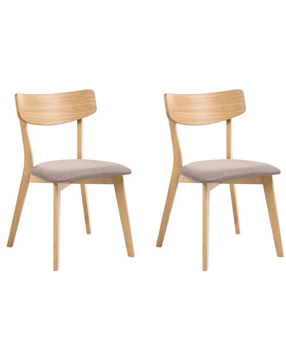 Set of 2 Dining Chairs HOLLY Wood Light Brown/ Brown