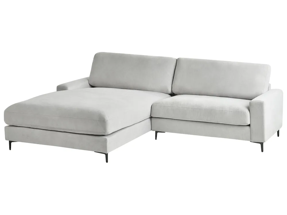 Corner Sofa 3 Seater MALOY Chenille Light Grey Right Hand_893644