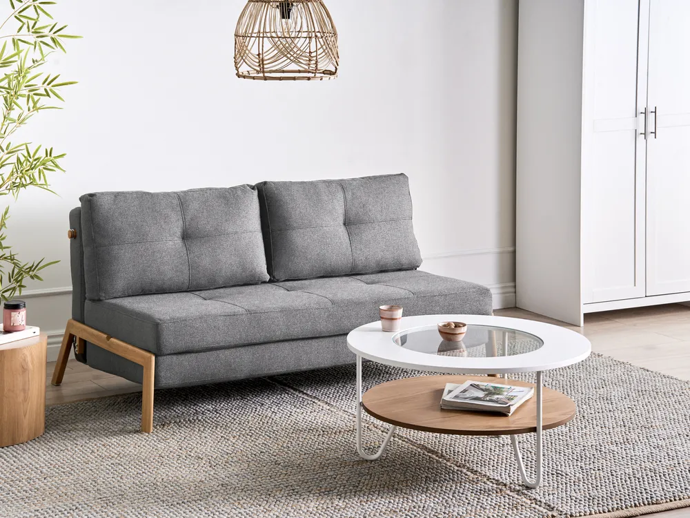 Sofa Bed 2 Seater EDLAND Fabric Dark Grey