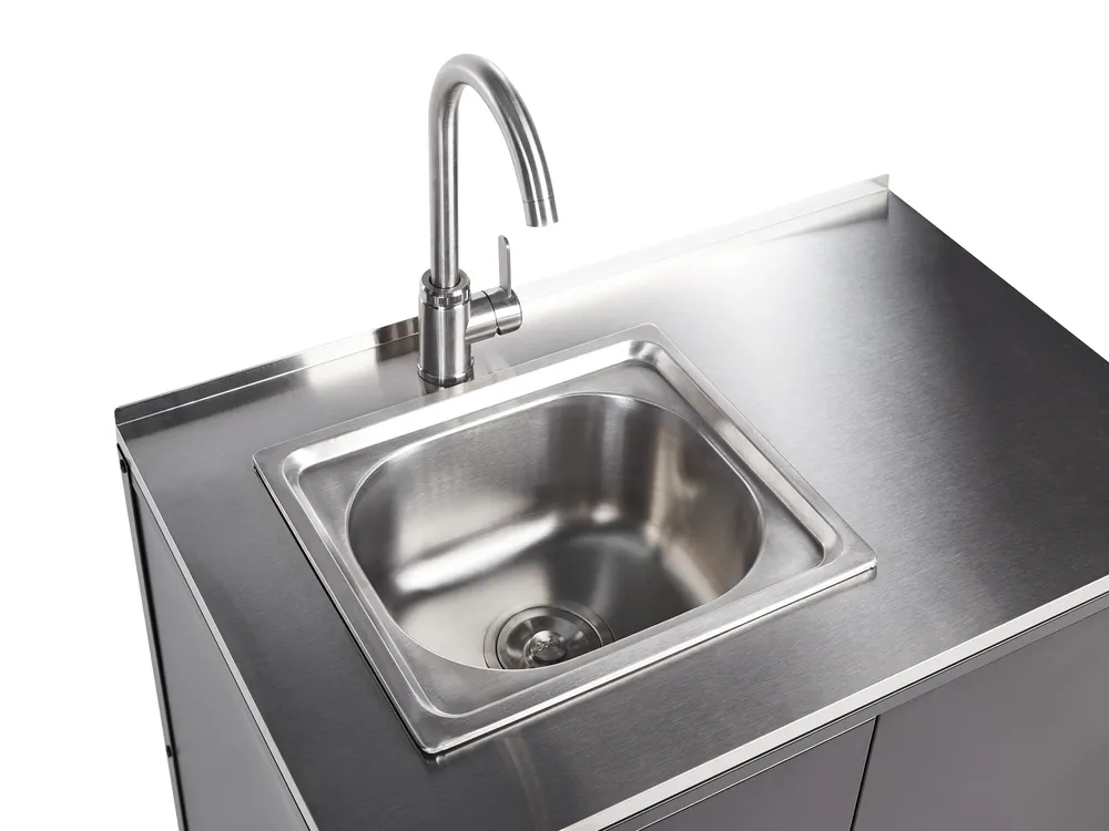 Outdoor Kitchen Cabinet with Sink VILAMA Black Metal_872458