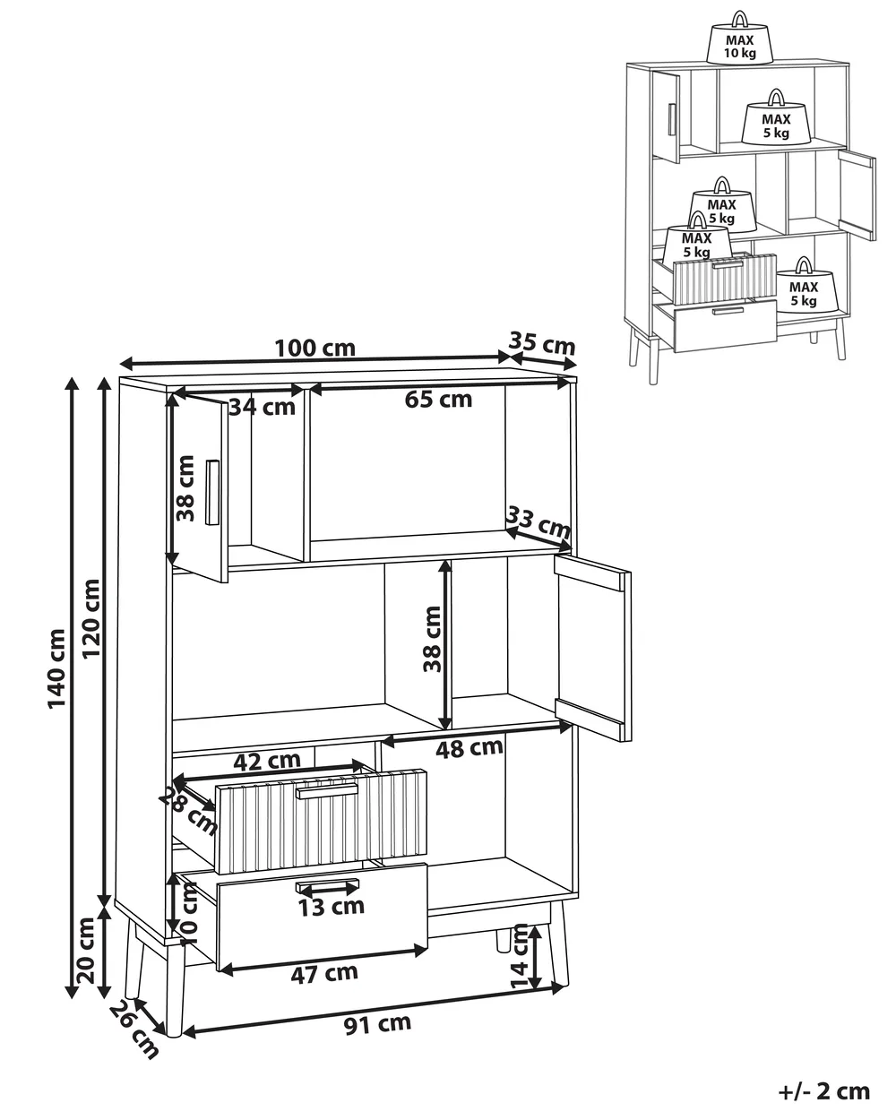 Shelving Unit LYNWOOD 140 cm Light Brown_945490