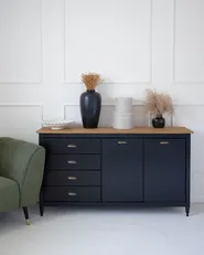 2 Door Sideboard SHILLINGTON Pine Wood Black_1005780