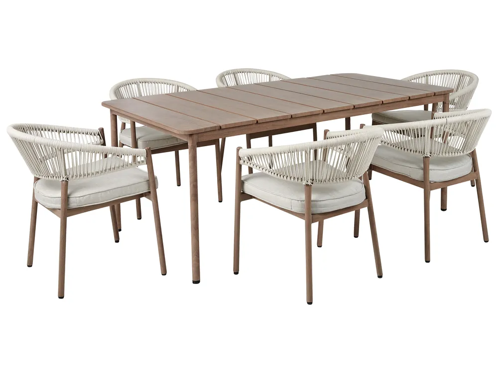 Garden Dining Set 6 Seater FLAVIA with Cushions Metal Brown