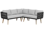 Garden Corner Sofa with Table 5 Seater ALCAMO Acacia Wood Black Left Hand_764949
