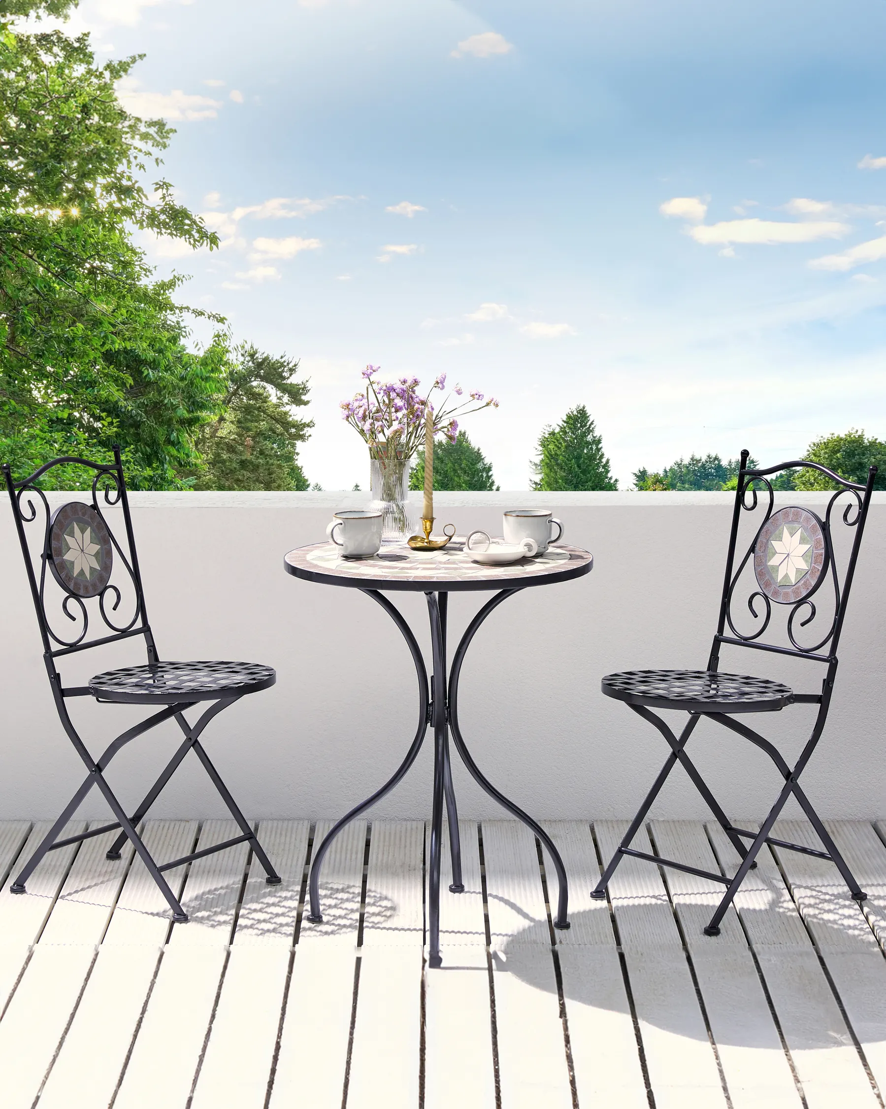 Set med 2 trädgårdsstolar CARIATI Metall Svart_825731