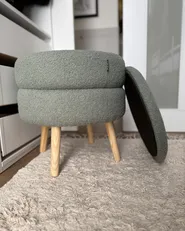 Storage Stool OKATON Boucle Green_975474