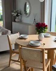 Set med 2 matstolar OZELLA Trä Ljusbrun/ Beige_1018281