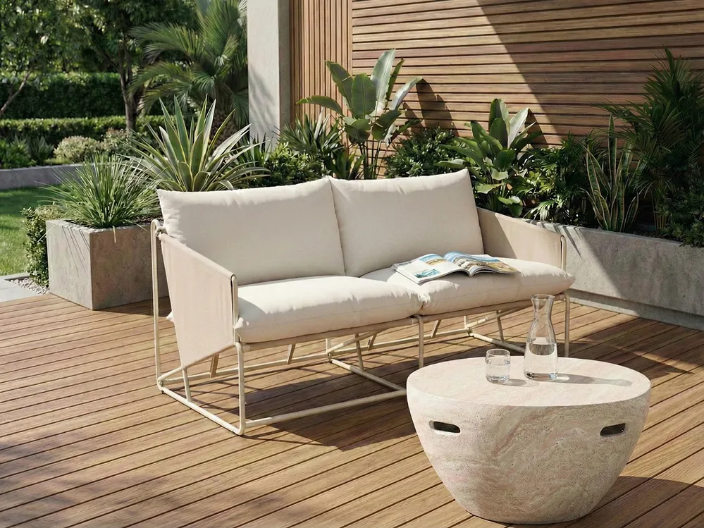 Garden Sofa 2 Seater PONTE Metal Light Beige
