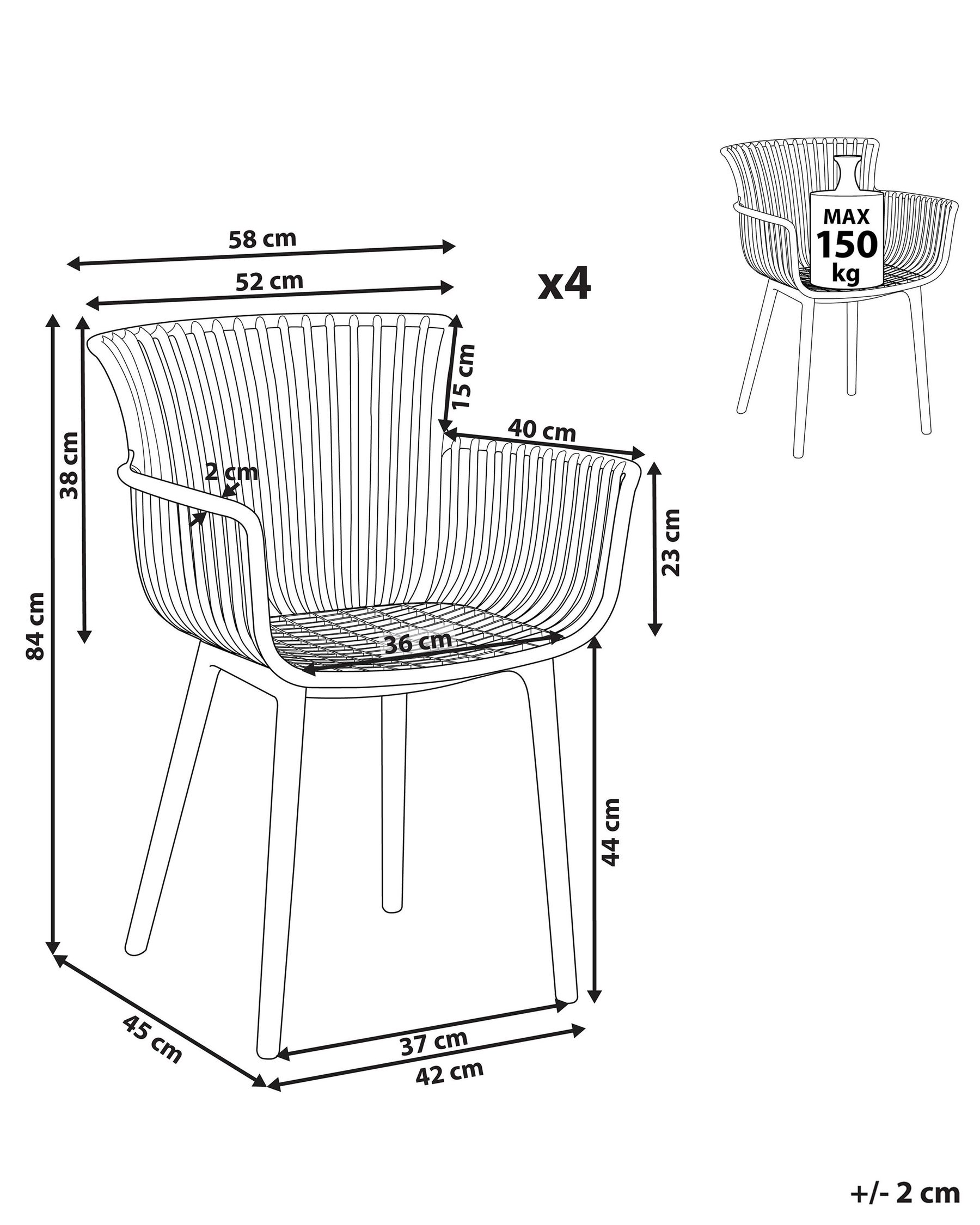 Set of 4 Garden Chairs PESARO Pink_984535