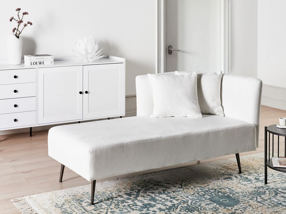 Right-Hand Chaise Longue RIOM Fabric White