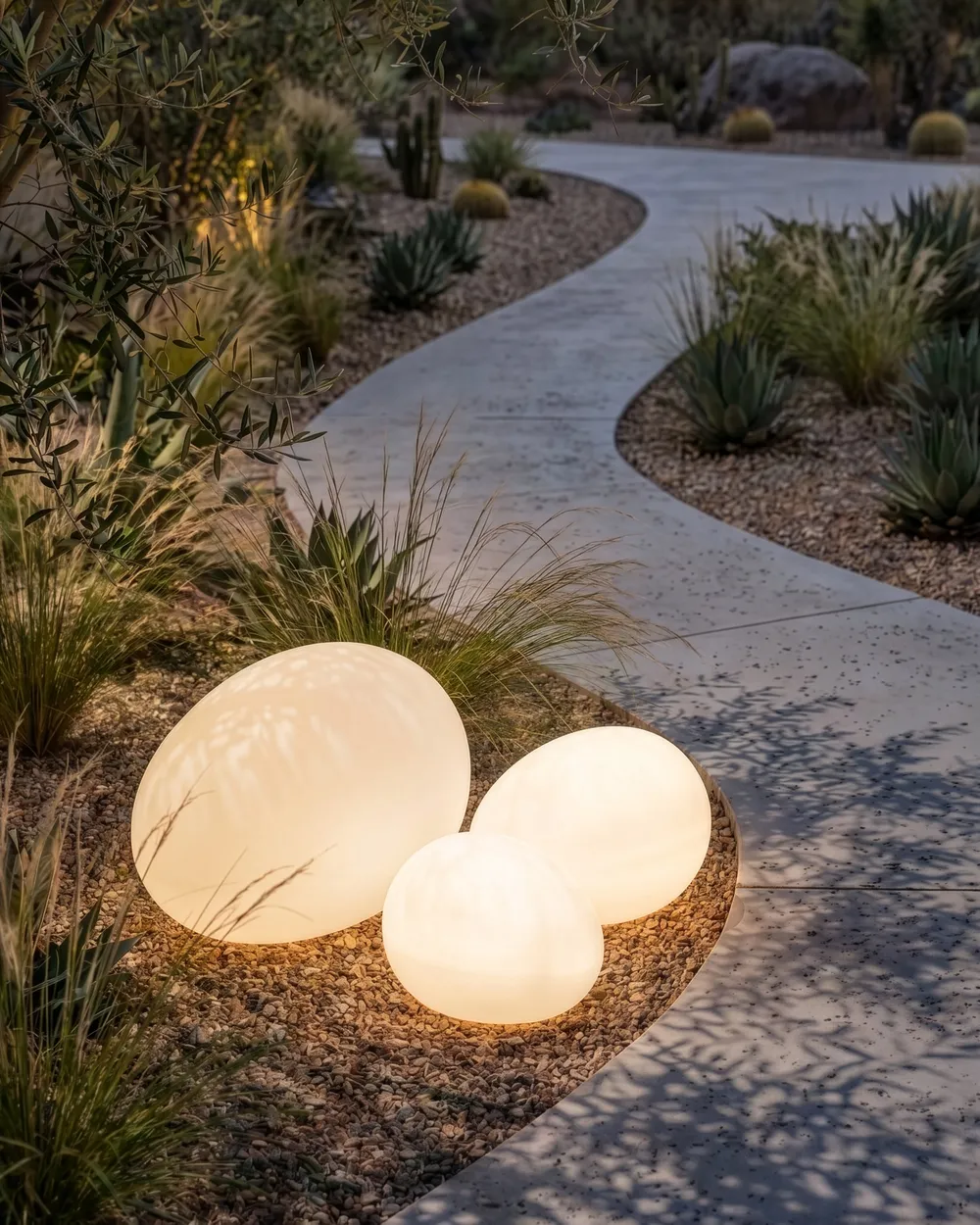 Set of 3 Outdoor LED Ball Lamps STOTTS with Remote White